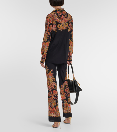 Etro Floral Silk Blouse In Black