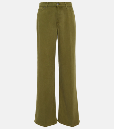 Shop 7 For All Mankind Lotta High-rise Wide-leg Jeans In Green