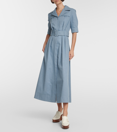 Shop Gabriela Hearst Simone Cotton Midi Dress In Blue