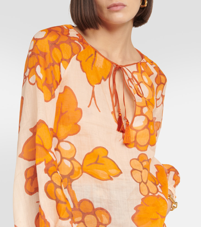 Shop Etro Printed Ramie Tunic In Orange