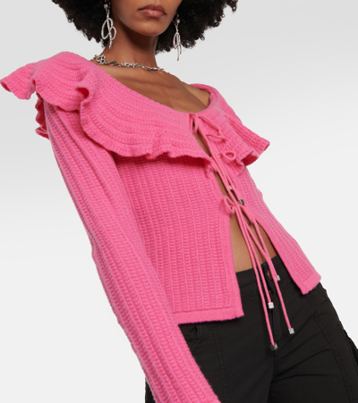 Shop Blumarine Ruffle-trimmed Wool Top In Pink