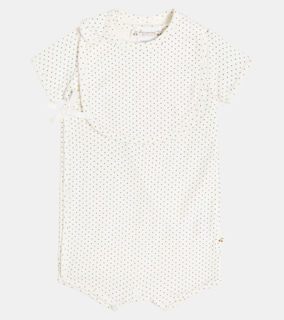 Bonpoint Baby Cado Cotton Set Of Playsuit And Bib In White