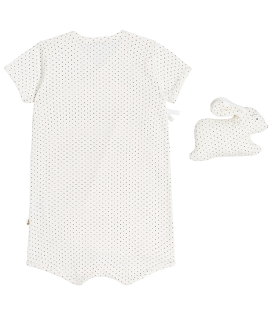 Bonpoint Baby Cado Cotton Set Of Playsuit And Bib In White