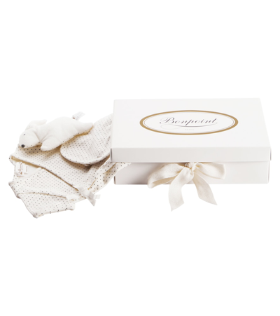 Bonpoint Baby Cado Cotton Set Of Playsuit And Bib In White