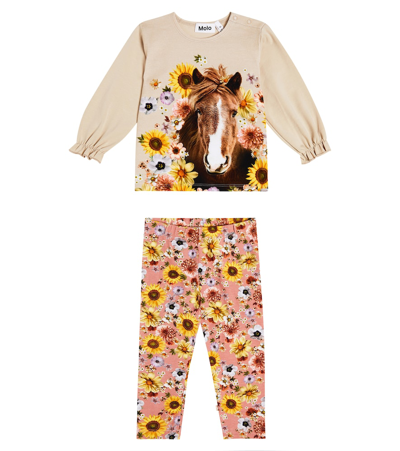 Shop Molo Baby Cotton Blend Sweatshirt And Sweatpants Set In Multicoloured