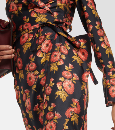 Shop Etro Floral Silk Twill Midi Wrap Dress In Multicoloured