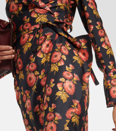 Etro Floral Silk Twill Midi Wrap Dress In Multicoloured