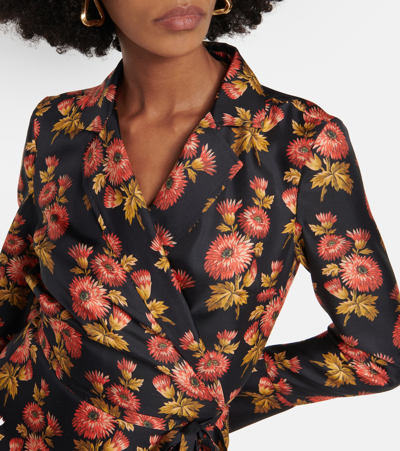 Etro Floral Silk Twill Midi Wrap Dress In Multicoloured