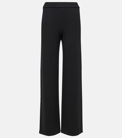 Shop Max Mara Leisure Visone Virgin Wool Pants In Black