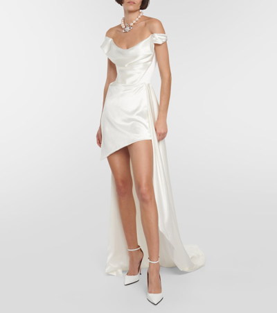 Shop Vivienne Westwood Bridal Comet Off-shoulder Silk Gown In White