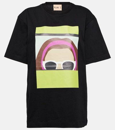 Shop Plan C Printed Cotton T-shirt In Multicoloured