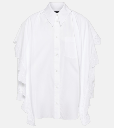 Simone Rocha Pointed Collar Embroidered Shirt In White