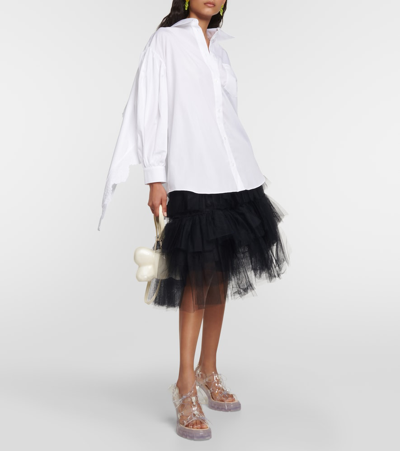 Shop Simone Rocha Embroidered Cotton Shirt In White