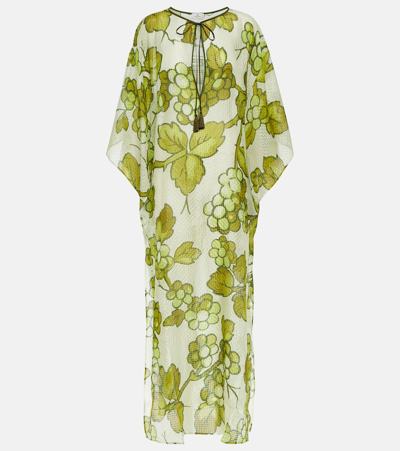 Shop Etro Printed Silk Kaftan In Green