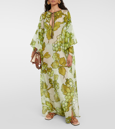 Shop Etro Printed Silk Kaftan In Green