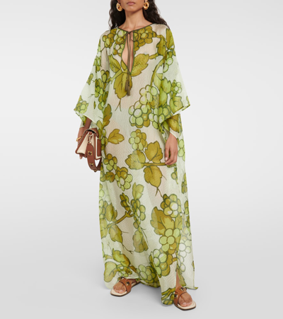 Etro Printed Silk Kaftan In Green