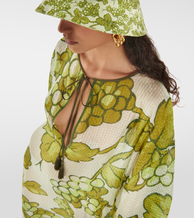 Shop Etro Printed Silk Kaftan In Green