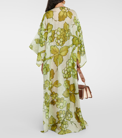 Shop Etro Printed Silk Kaftan In Green