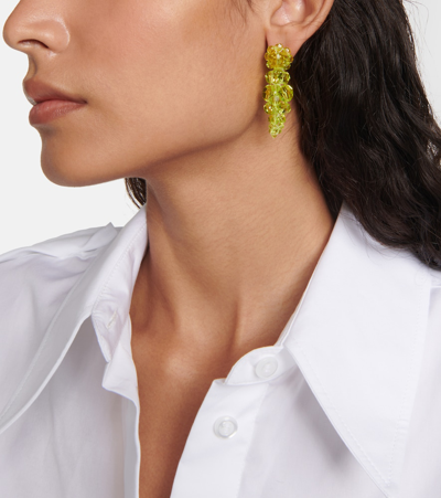 Shop Simone Rocha Crystal Drop Earrings In Green