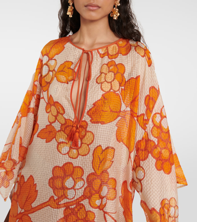 Shop Etro Printed Silk Kaftan In Orange