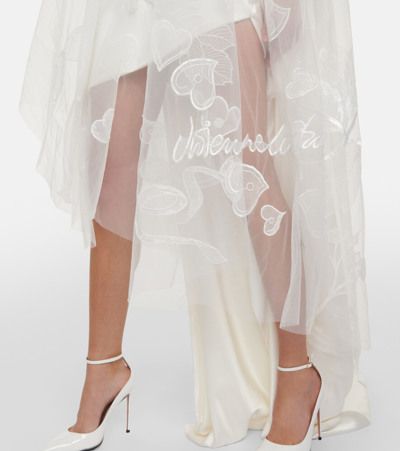 Shop Vivienne Westwood Bridal Love Birds Embroidered Tulle Veil In White