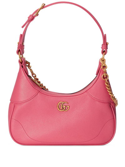 Shop Gucci Aphrodite Small Leather Shoulder Bag In Pink