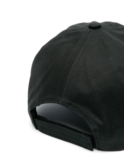 Shop Ganni Logo Organic Cotton Baseball Cap In Black