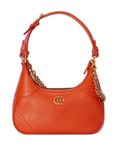 Shop Gucci Aphrodite Small Leather Shoulder Bag In Orange