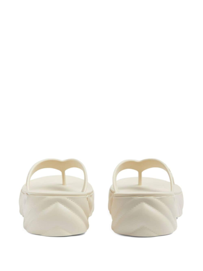Shop Gucci Tarifa Rubber Platform Flip Flops In White