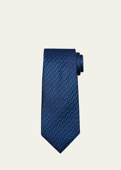 Shop Charvet Men's Geometric Jacquard Silk Tie In Blue