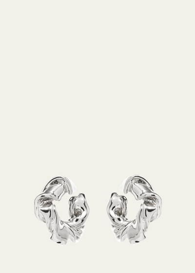Shop Oscar De La Renta Folded Hoop Earrings In Silver
