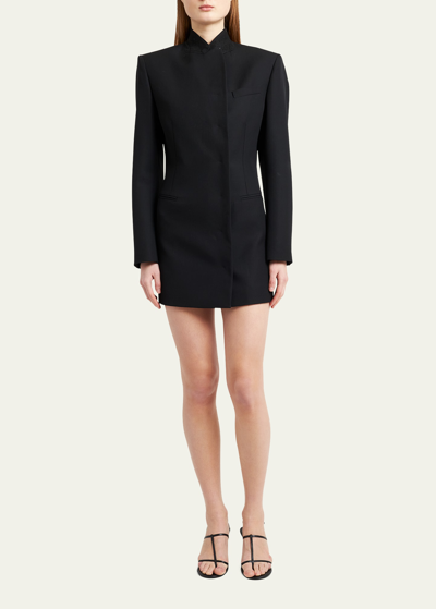 Shop Armarium Amelia Wool Mini Blazer Dress In Black