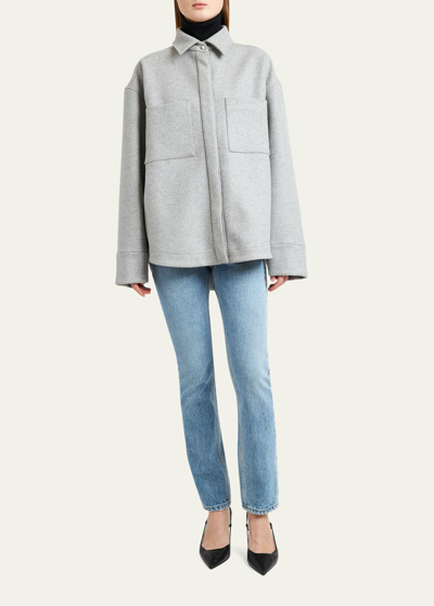 Shop Armarium Harry Cashmere-blend Shirt Jacket In Grey
