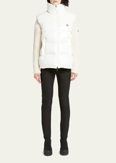 Shop Moncler Lempa Puffer Vest With Sherpa Panel In Natural