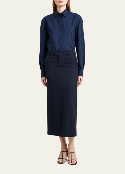 Shop Armarium Loren Wool Tube Midi Skirt In Blue