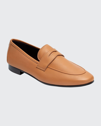 Shop Bougeotte Acajou Leather Penny Loafers In Brown