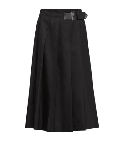 Shop Prada Re-nylon Pleated Midi Skirt In Black