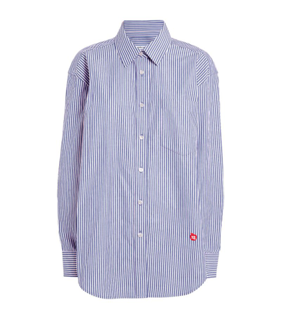 Shop Alexander Wang Cotton Striped Boyfriend Shirt In Blue