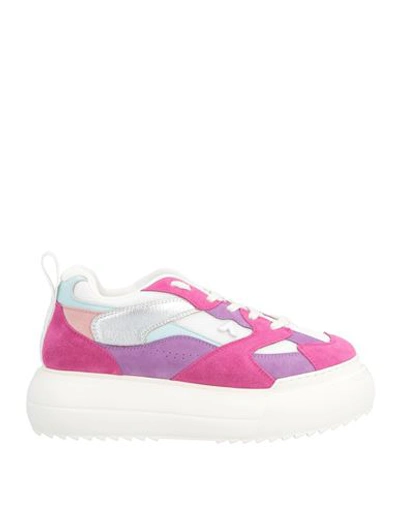 Shop Ed Parrish Woman Sneakers Fuchsia Size 7 Soft Leather, Textile Fibers In Pink