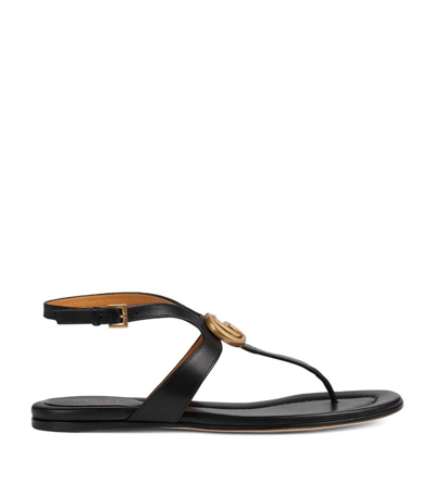 Shop Gucci Leather Double G Sandals In Black