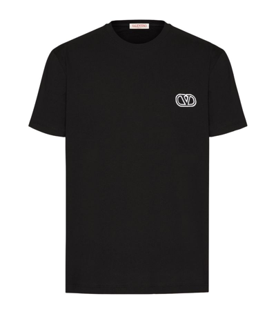 Shop Valentino Emblem Logo T-shirt In Black