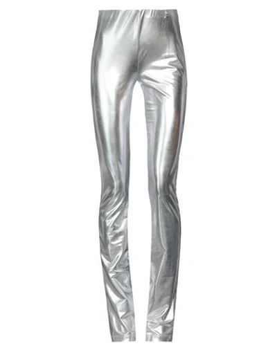 Shop Patrizia Pepe Woman Leggings Silver Size 1 Polyester, Elastane