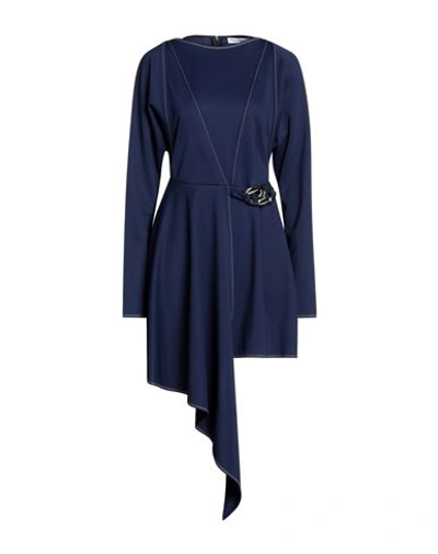 Shop Jw Anderson Woman Mini Dress Navy Blue Size 8 Polyester, Elastane