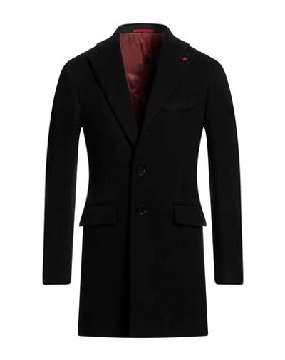 Shop Isaia Man Coat Black Size 36 Wool