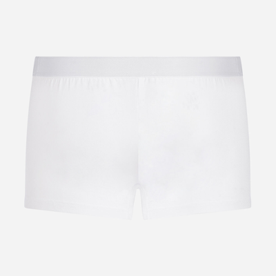 Dolce & Gabbana Two-way-stretch Jersey Regular-fit Boxers With Emblem In White