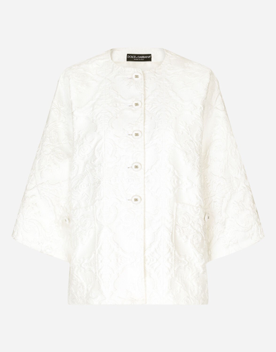 Shop Dolce & Gabbana Brocade Jacket In White