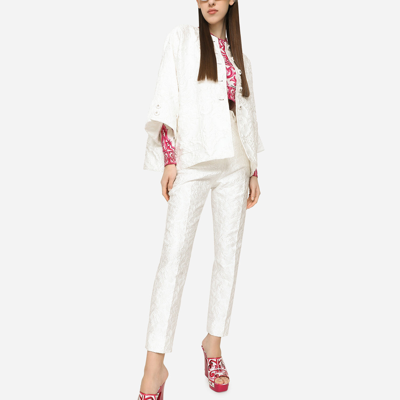 Dolce & Gabbana Brocade Cape-style Jacket In White