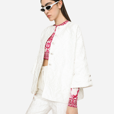 Dolce & Gabbana Brocade Cape-style Jacket In White