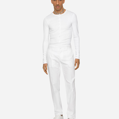 Shop Dolce & Gabbana Cotton Gabardine Pants In White