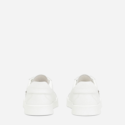 Shop Dolce & Gabbana Calfskin Portofino Vintage Sneakers In White